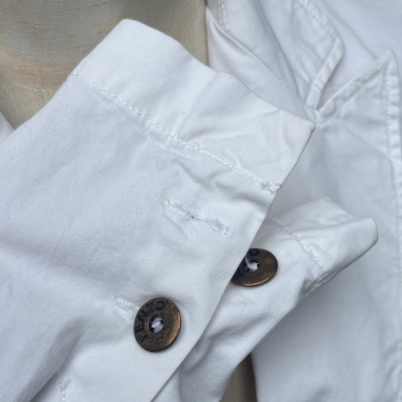 Vintage 1990s Kenzo White Cotton Button-Up Women's Blazer Jacket - Picture 6 of 10